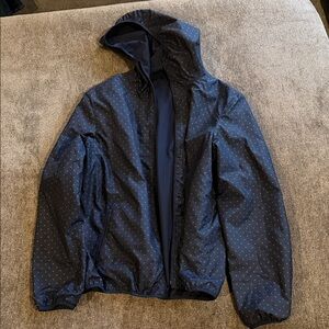 Express Men's Dark Blue Polka / Dark Blue Reversible Dot Windbreaker Jacket